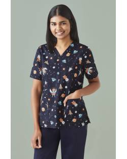 Space Party Scrub Top, Ladies
